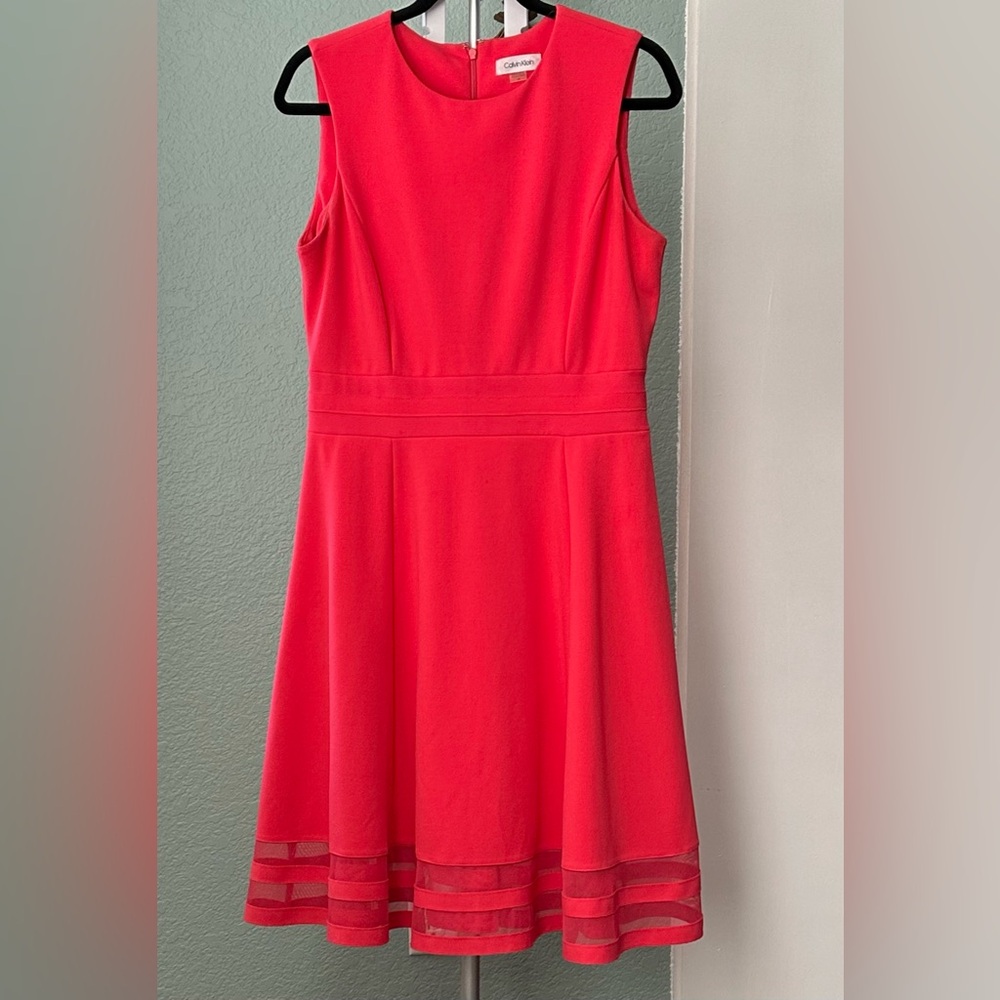 Beautiful Calvin Klein summer sleeveless dress salmon color sz 10 wedding/party